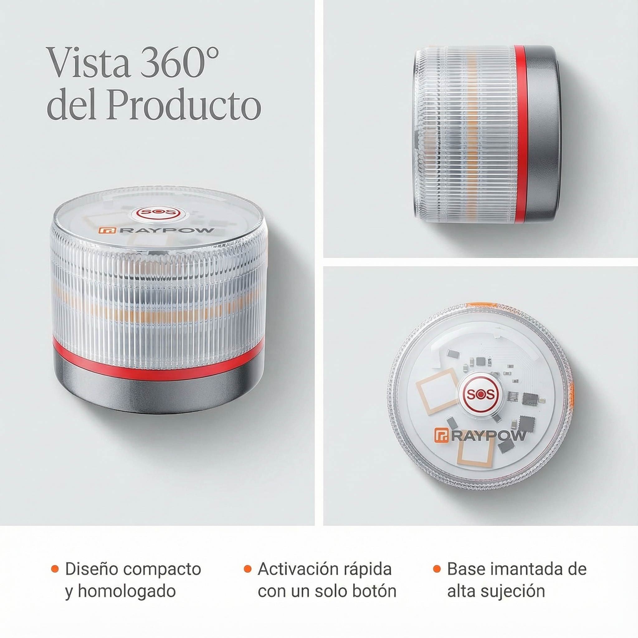 RAYPOW Baliza V16 Homologada DGT con Geolocalización IoT Luz Emergencia Coche Visible 1 km 360° Datos Incluidos hasta 2038 Sustituto Oficial Triángulos IP54 Resistente Agua y Polvo - Image 8