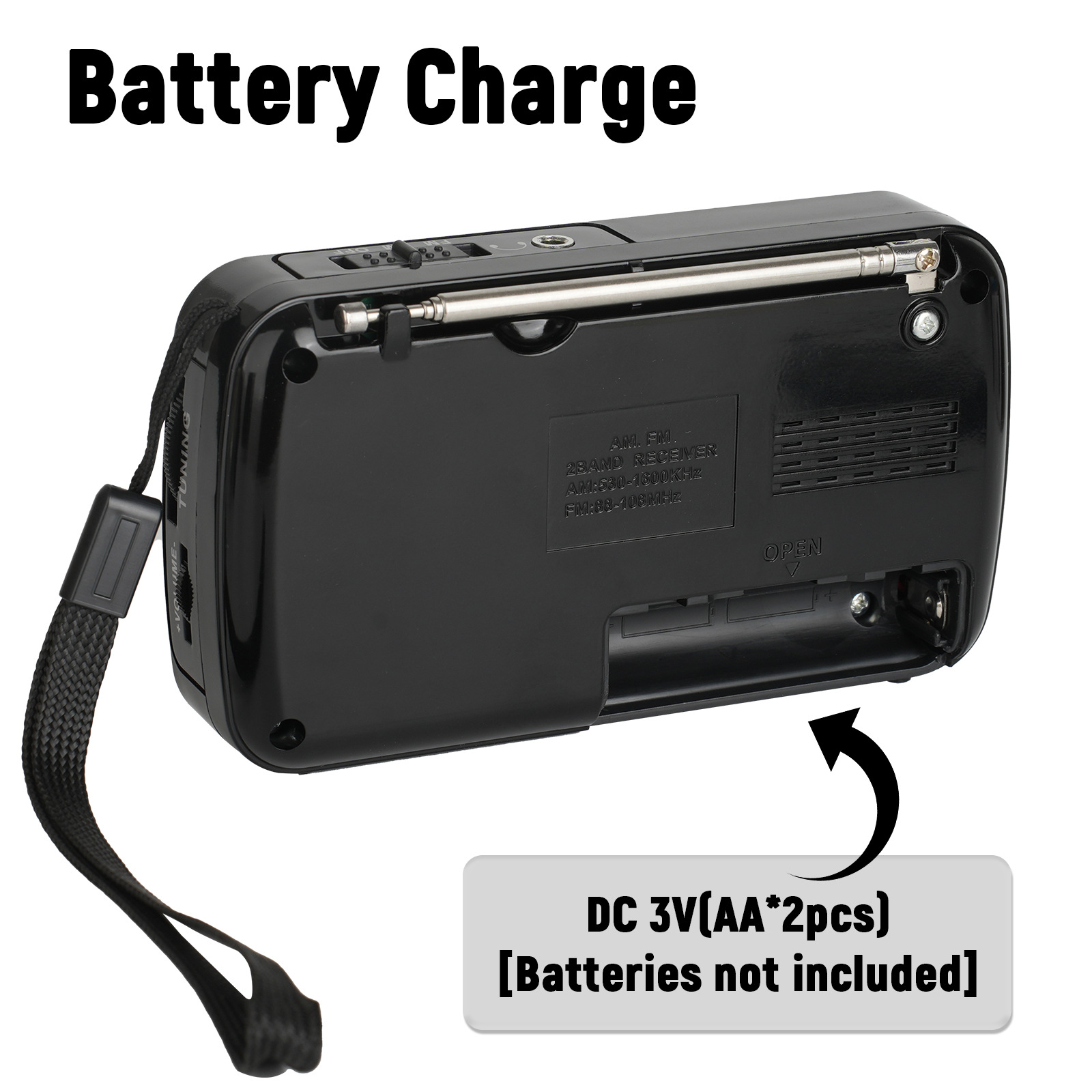 Radio de Portátil, Radios de Transistor Am FM Bolsillo Portátil Funciona con 2 Pilas AA, Radio de Pequeña de Bolsillo Viaje FM,Altavoz Fuerte,Uso en Interiores, Exteriores. - Imagen 8
