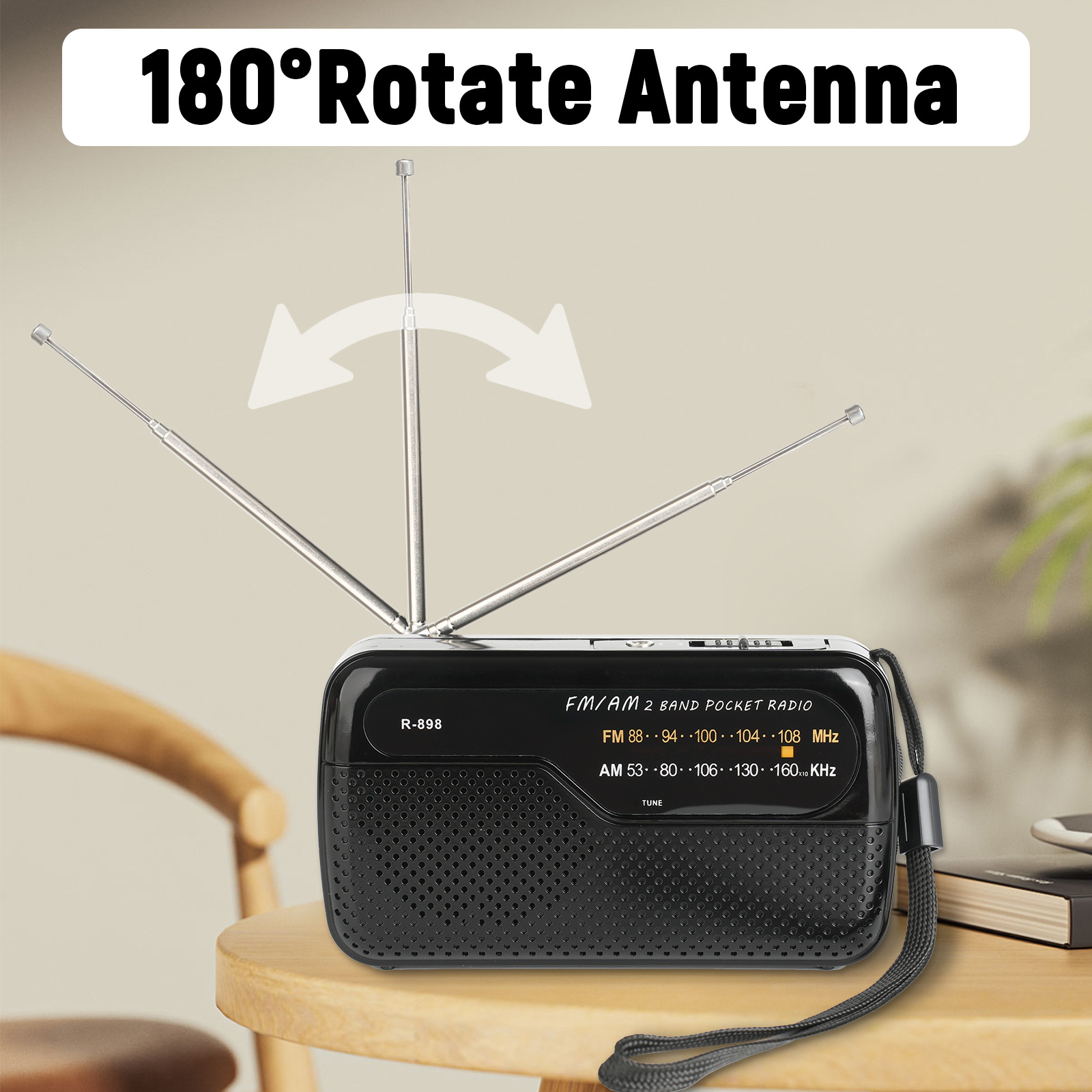 Radio de Portátil, Radios de Transistor Am FM Bolsillo Portátil Funciona con 2 Pilas AA, Radio de Pequeña de Bolsillo Viaje FM,Altavoz Fuerte,Uso en Interiores, Exteriores. - Imagen 3